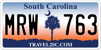 SC license plate MRW763