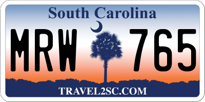 SC license plate MRW765