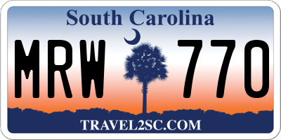 SC license plate MRW770