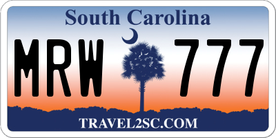 SC license plate MRW777