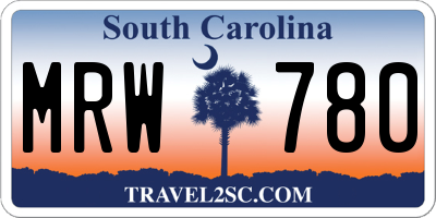 SC license plate MRW780