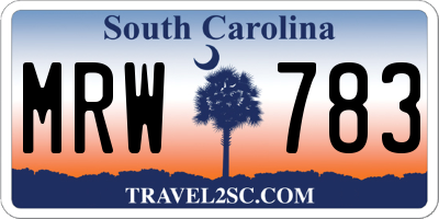 SC license plate MRW783