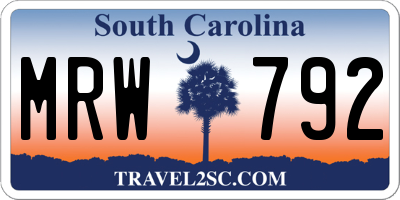 SC license plate MRW792