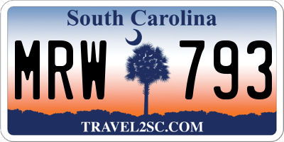 SC license plate MRW793