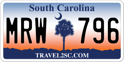 SC license plate MRW796