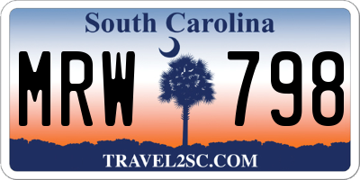 SC license plate MRW798