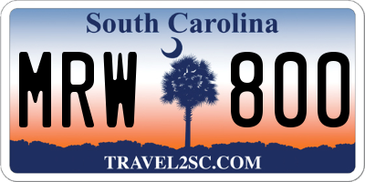 SC license plate MRW800