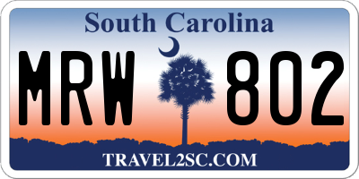 SC license plate MRW802