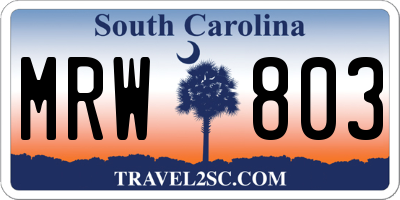 SC license plate MRW803