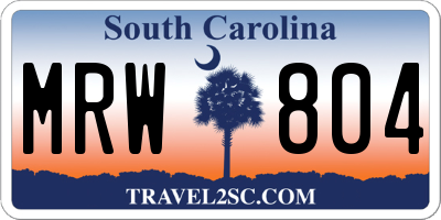 SC license plate MRW804