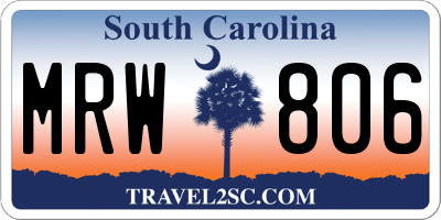 SC license plate MRW806