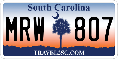 SC license plate MRW807