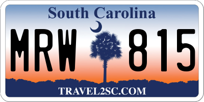 SC license plate MRW815