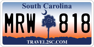 SC license plate MRW818