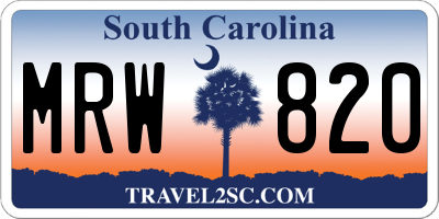 SC license plate MRW820
