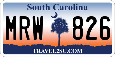 SC license plate MRW826