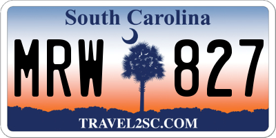 SC license plate MRW827