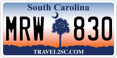 SC license plate MRW830