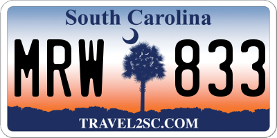 SC license plate MRW833