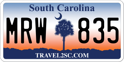 SC license plate MRW835