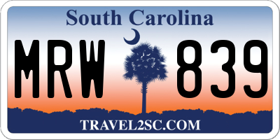 SC license plate MRW839
