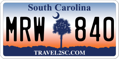 SC license plate MRW840