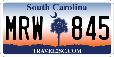 SC license plate MRW845