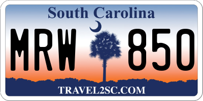 SC license plate MRW850