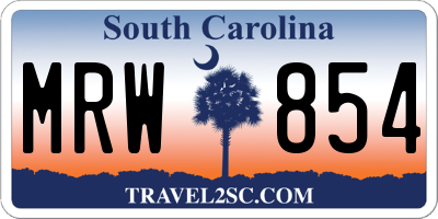 SC license plate MRW854
