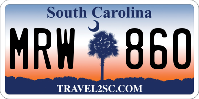 SC license plate MRW860
