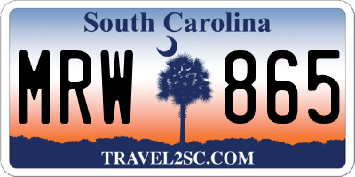 SC license plate MRW865