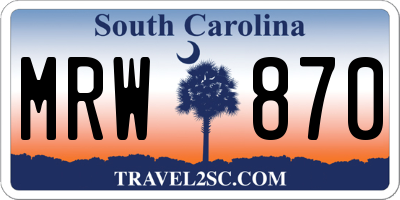 SC license plate MRW870