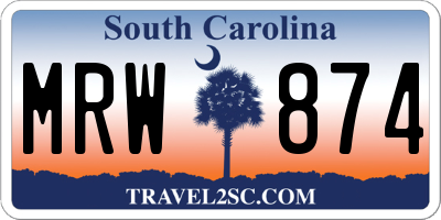 SC license plate MRW874