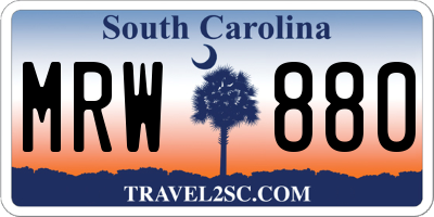 SC license plate MRW880