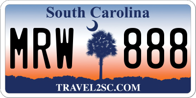 SC license plate MRW888