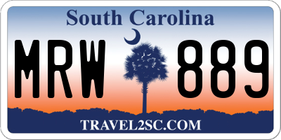 SC license plate MRW889