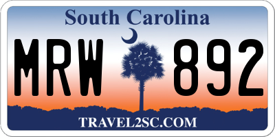 SC license plate MRW892