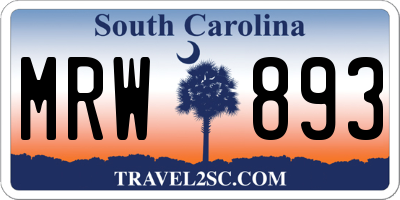 SC license plate MRW893