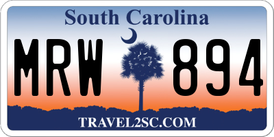 SC license plate MRW894