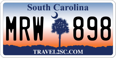 SC license plate MRW898