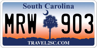 SC license plate MRW903