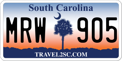 SC license plate MRW905