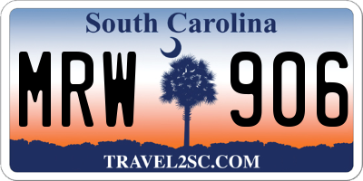 SC license plate MRW906