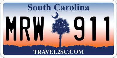 SC license plate MRW911