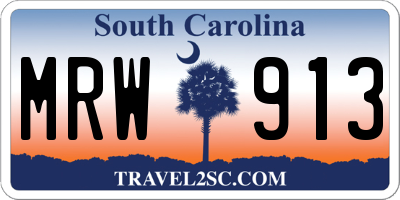 SC license plate MRW913