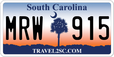 SC license plate MRW915