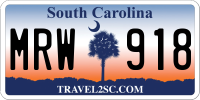SC license plate MRW918