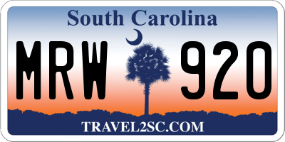 SC license plate MRW920