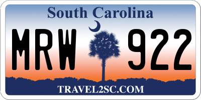 SC license plate MRW922