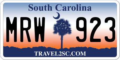 SC license plate MRW923